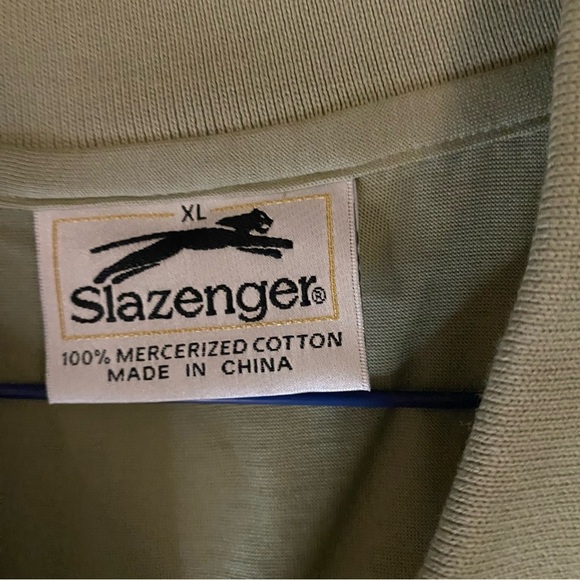 Slazenger Polo Mens XL Olive Green Logo Short Sleeve NWT Mercerized Cotton - Picture 6 of 9